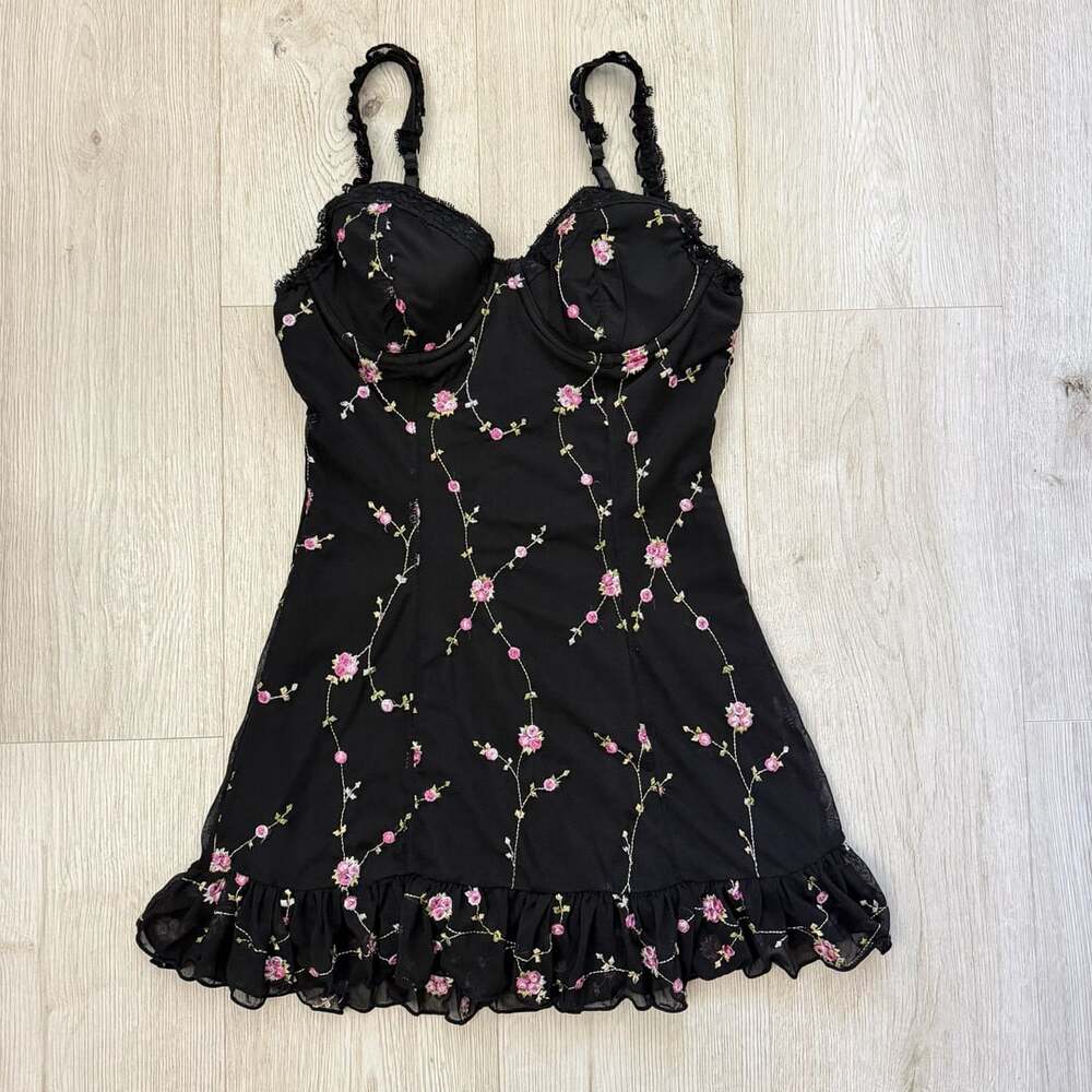 Sugar Thrillz Floral Embroidered Slip Dress